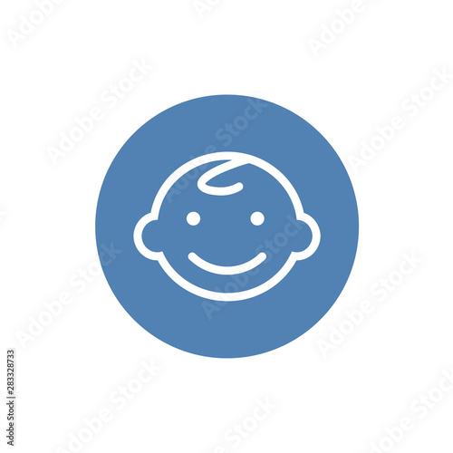 Boy Baby Face Flat Icon Logo. Vector