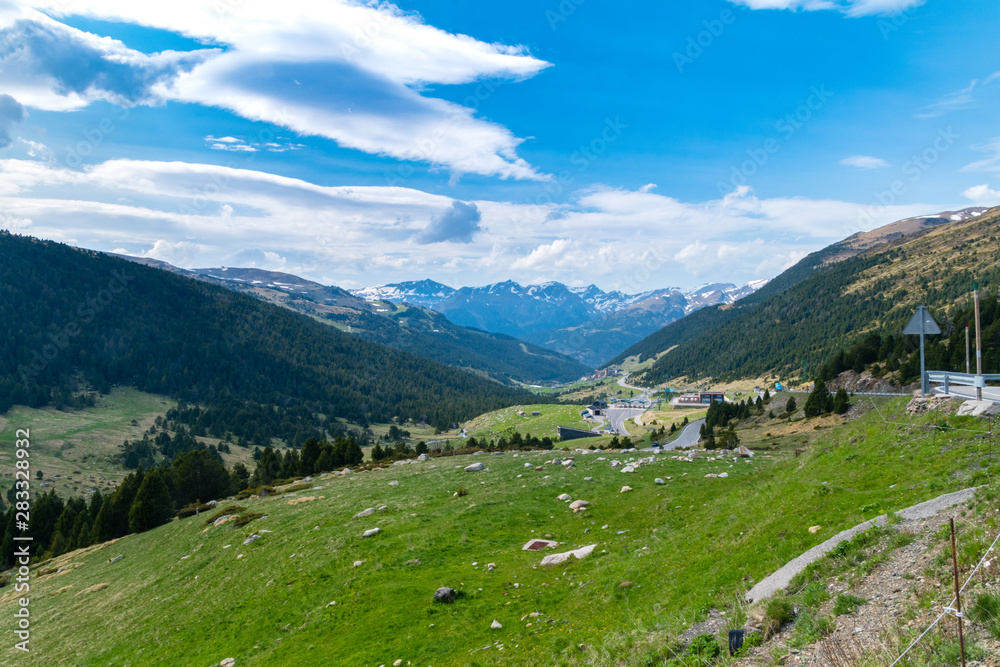 Summer landscape view with mountains in Andorra.