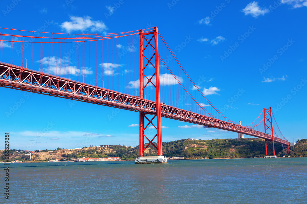 famous hanging bridge in Lisbon , Portugal 