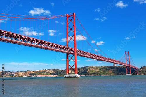famous hanging bridge in Lisbon , Portugal 