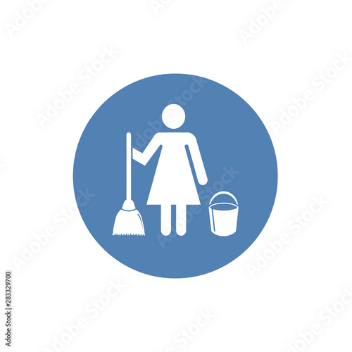 Cleaning lady room service icon isolated. Stock vector illustration flat design style. EPS10.