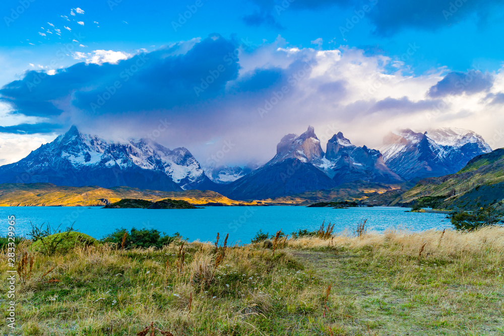 Beautiful scenic landscape of National Park Torres del Paine
