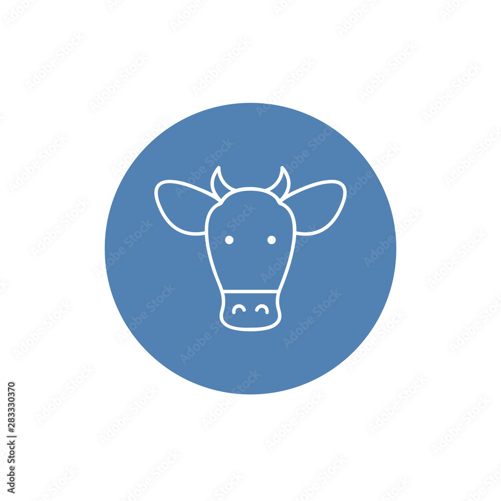 Cow's head hand drawn icon. Simple vector illustration. Stock Vector ...