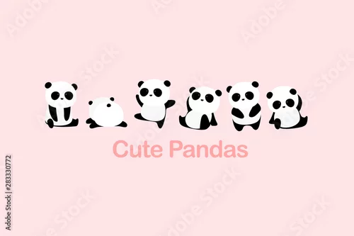 Obraz Vector Illustration / Logo Design - Cute funny fat baby cartoon giant panda bears with different gestures