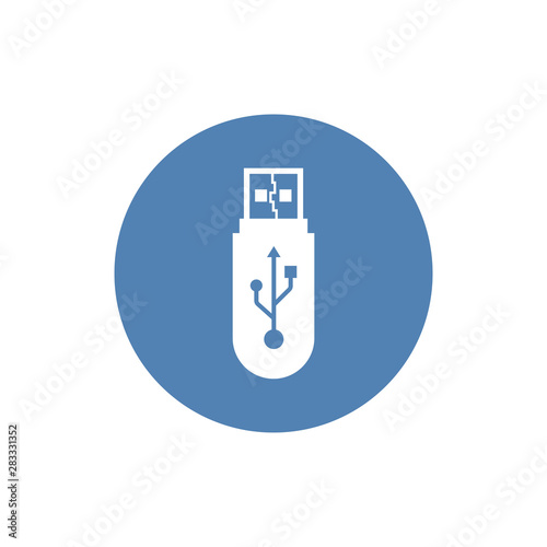 USB flash drive icon. Icon isolated on white background. Simple icon. Web site page and mobile app design vector element.