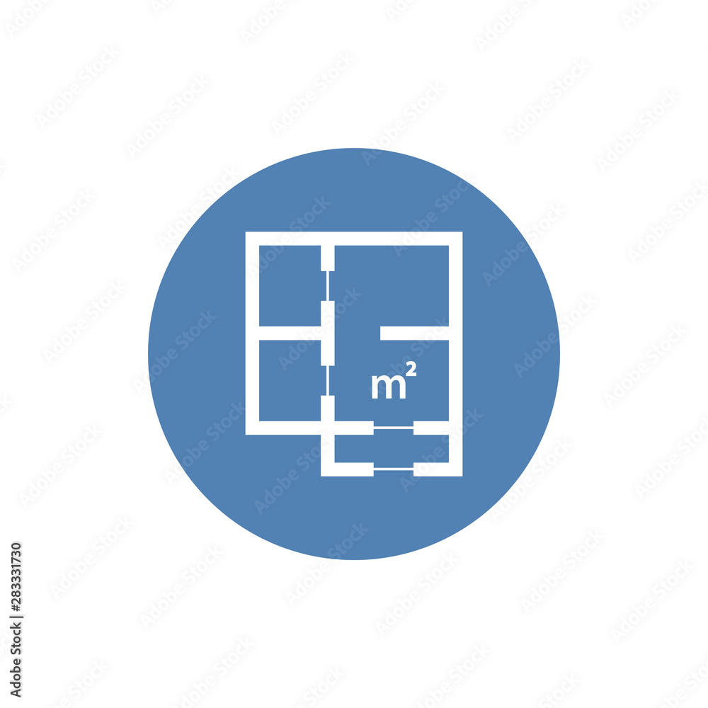 Icon of apartment scheme with square meter designation