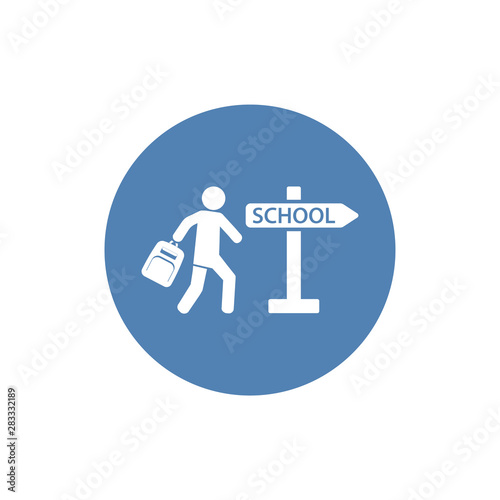 Schoolboy carrying a bag vector icon. Trendy modern vector symbol for web site design or mobile app.