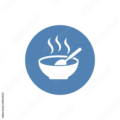 soup plate with steam hot lunch icon on white background