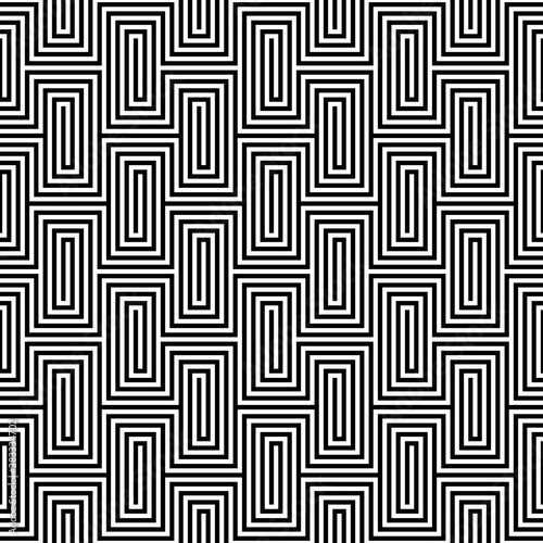 op art seamless monochrome labyrinth pattern.