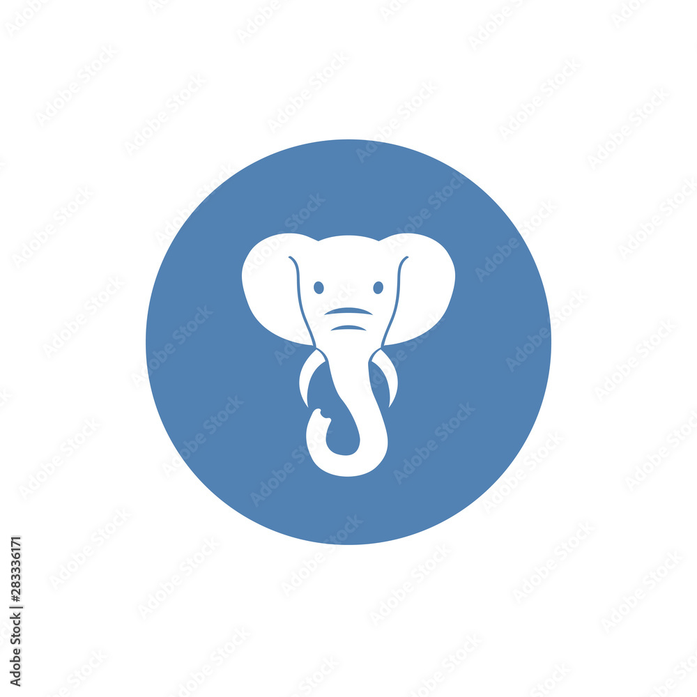 Elephant head icon. Flat vector illustration on white background. EPS 10