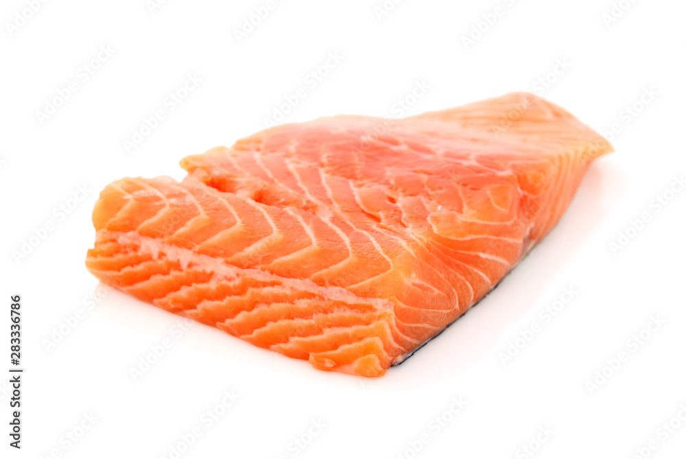 fresh raw salmon isolated on white background