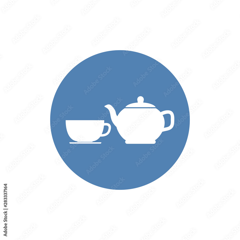 The teapot and cup icon. Tea symbol. Flat Vector illustration The teapot and cup icon. Tea symbol. Flat Vector illustration