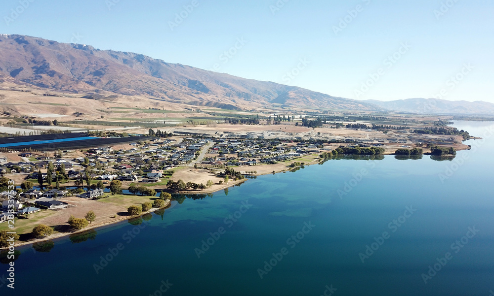 Aerial view Lake Dunstan, Otago, New Zealand