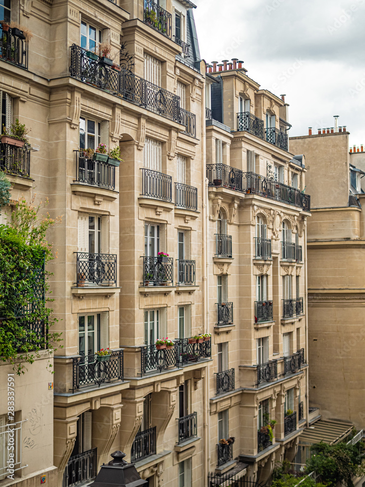 Typical house facades in Paris