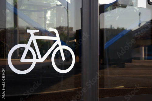 Fotografie, Obraz Bicycle icon on automatic glass bus door