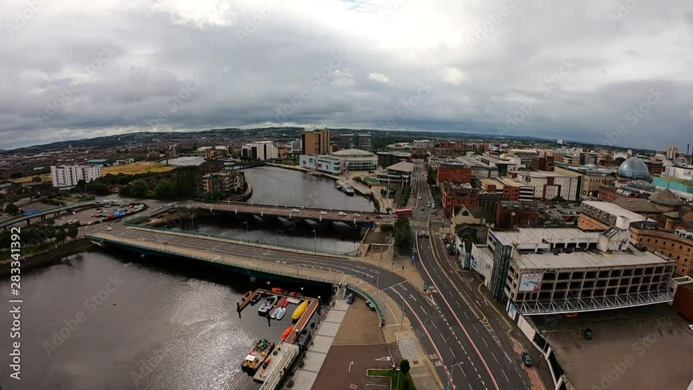 Belfast, Northern Ireland Aerial view of architecture and buildings. View on City from above Belfast, Northern Ireland Aerial view of architecture and buildings. View on City from above