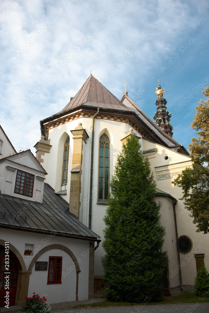 Fototapeta premium Medieval Church of 13th Century. Monastery of the Poor Clares in the Stary Sacz, Poland.