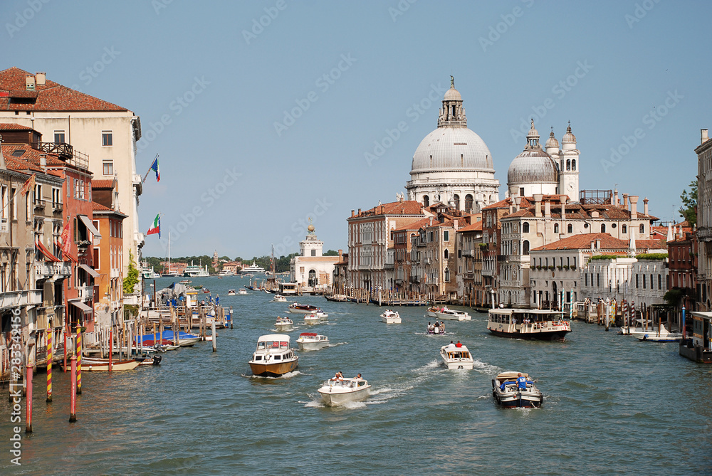 View of Grand Canal in Venice, Italy, from the Accademia Bridge