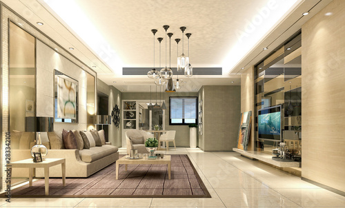 3d render of modern living room