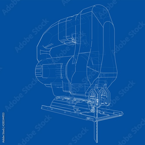 Outline Jig saw. Vector