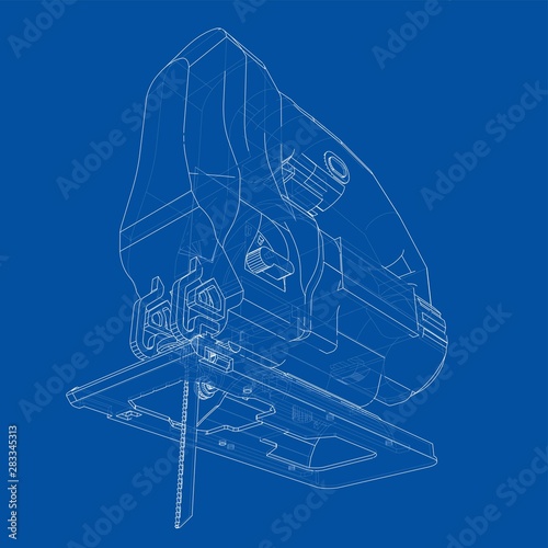 Outline Jig saw. Vector