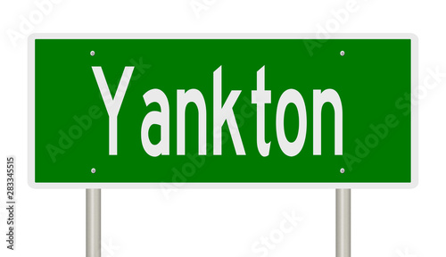 Rendering of a green highway sign for Yankton South Dakota photo