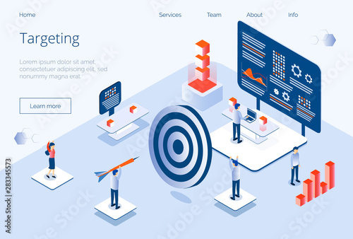 Targeting business isometric concept vector for landing page, website, app