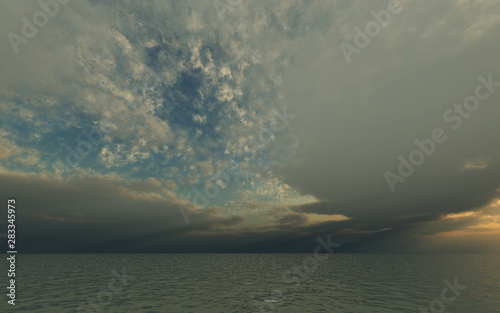 The sea and the sky made in 3D Render