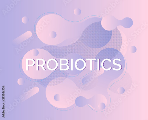 Probiotics bacteria fluid banner vector. Prebiotic, lactobacillus logo, icon, background design