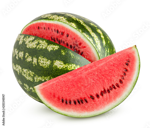 watermelon isolated on white background, clipping path, full depth of field
