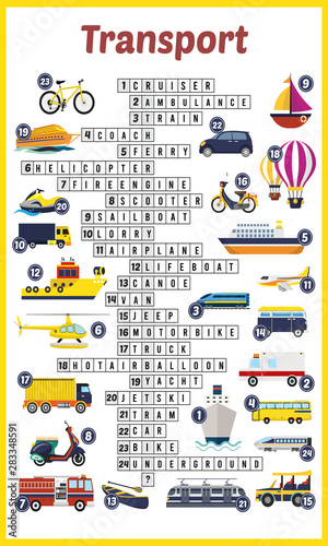 Vector Illustration of puzzle crossword in Transport