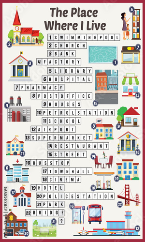 Vector Illustration of puzzle crossword in The place