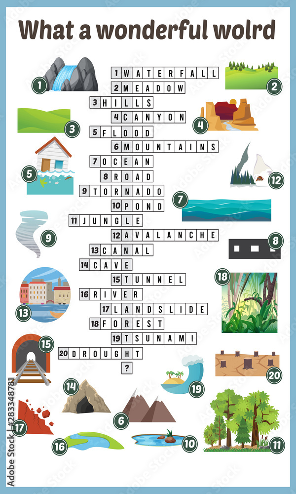 Vector Illustration of puzzle crossword in Nature place