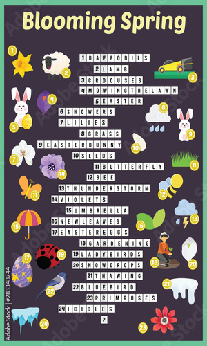 Vector Illustration of puzzle crossword in Spring