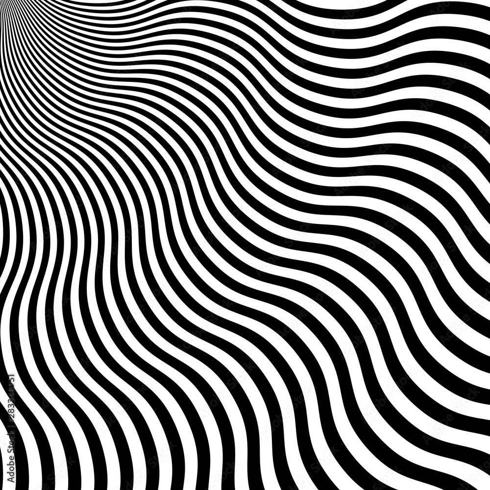 black and white waves. op art vector background.