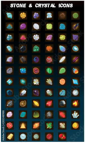 Vector Illustration of GUI Stone Crystal icon pack