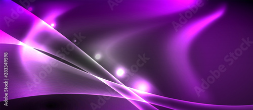 Glossy glowing neon light wave background