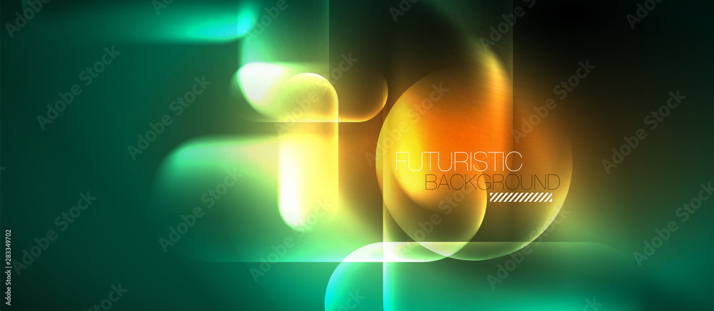 Neon glowing techno lines, hi-tech futuristic abstract background template Neon glowing techno lines, hi-tech futuristic abstract background template