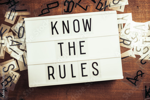 Know The Rules Text on Lightbox photo