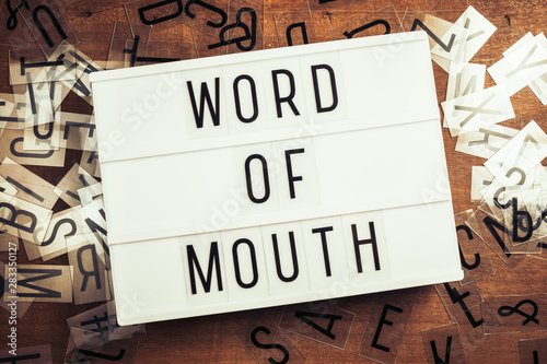 Obraz na plátně Word of Mouth Text on Lightbox