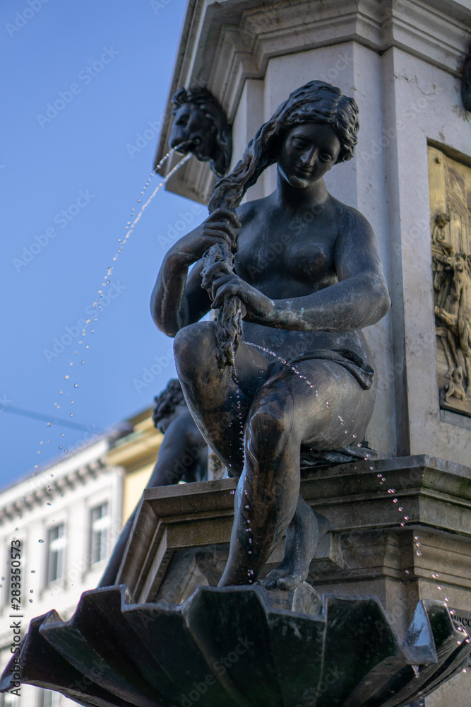 Augsburg hercules fountain and sankt ulrich in maxstrasse, unesco world heritage site
