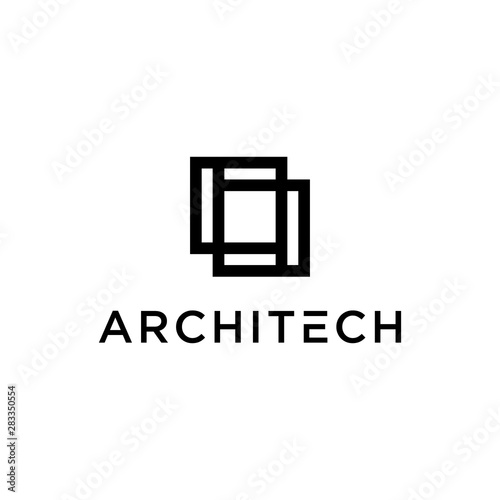 Illustration rectangular architect sign that is made very clean and minimalist logo design