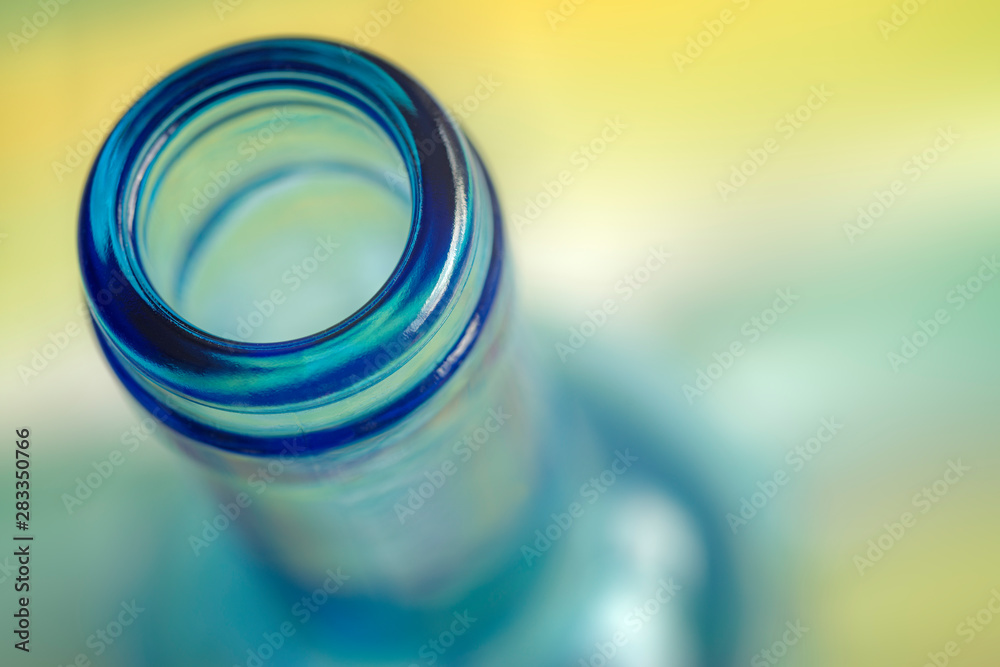 Top view of a blue glass bottle