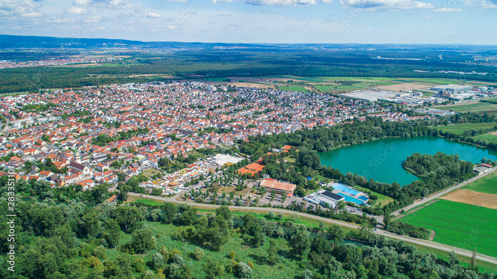 Aerial view of City Ketch Germany with Lake and Green Park