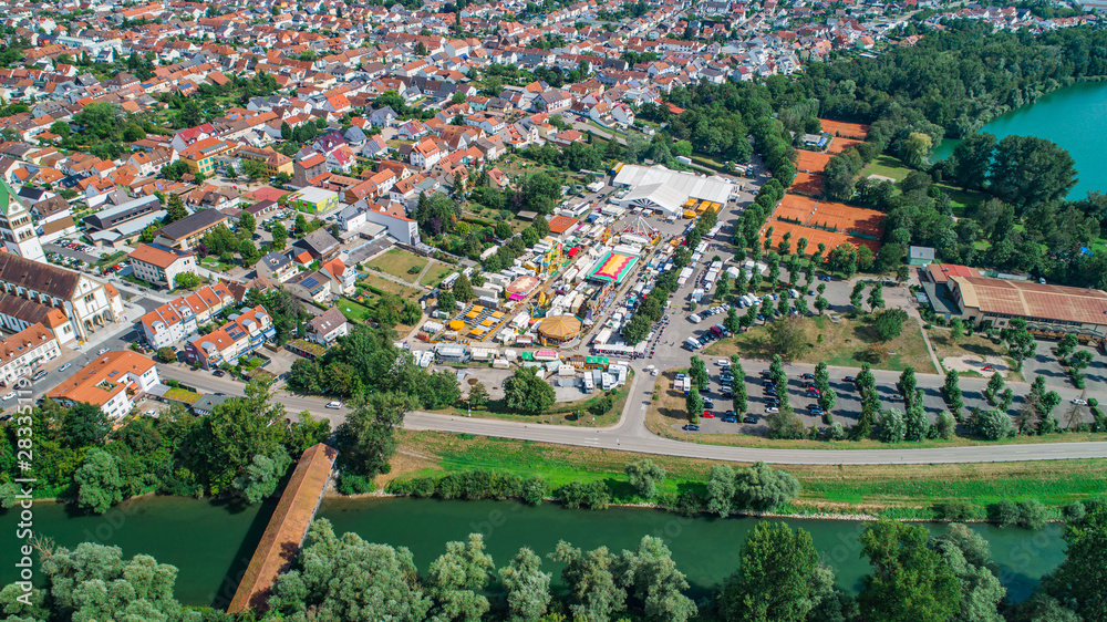Aerial view of City Ketch Germany with Lake and Green Park Aerial view of City Ketch Germany with Lake and Green Park