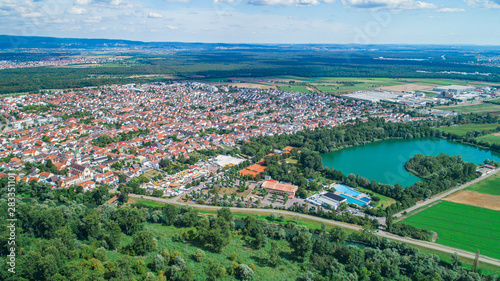 Aerial view of City Ketch Germany with Lake and Green Park