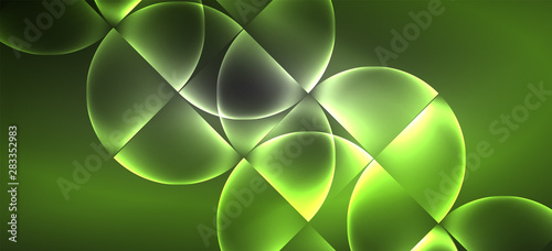 Neon glowing techno lines, hi-tech futuristic abstract background. Template with abstract shapes in dark space