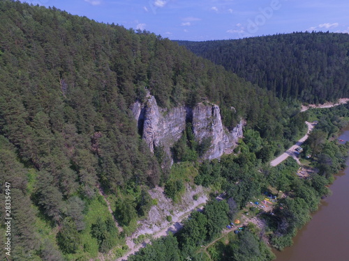 Ermak rock on the right Bank of the river Sylva. Perm region. Russia photo