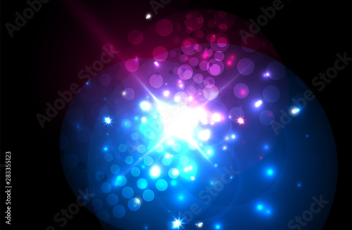 Abstract blue neon star background for celebration design. Luxury festive background.