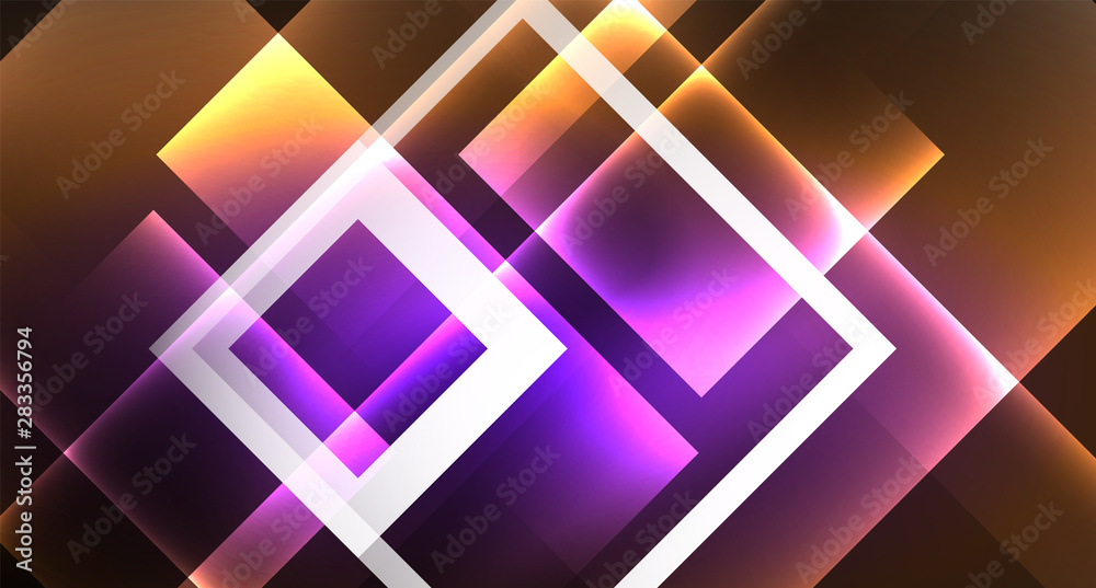 Shiny neon design square shape abstract background. Retro vector abstract design banner template Shiny neon design square shape abstract background. Retro vector abstract design banner template